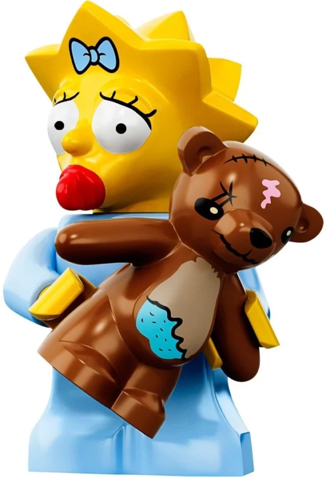 Minifigure LEGO Simpson : Maggie et son ours en peluche.