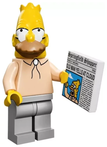 Minifigure LEGO Simpson : Grampa avec le journal de Springfield (Springfield Shopper)