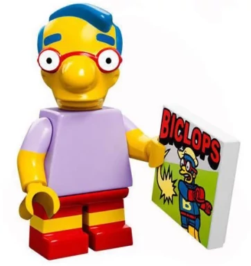 Minifigure LEGO Simpson :  Milhouse avec une bande déssinée "Biclops".