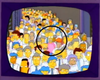 - Zoomez. Pourquoi est-il en rose ? - C'est Homer Simpson, monsieur.