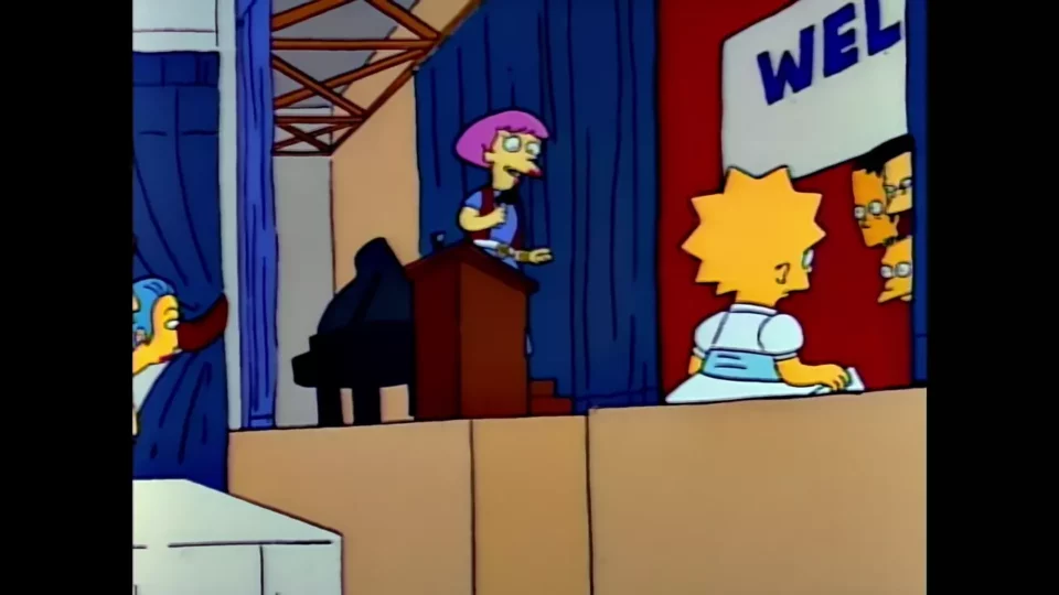 La voici. Lisa Simpson va maintenant nous lire sa rédaction.