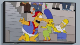 ANNOUNCER: Mascot, oh, goes for the kiss