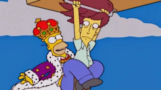 Homer et Tahiti Bob en deltaplane.