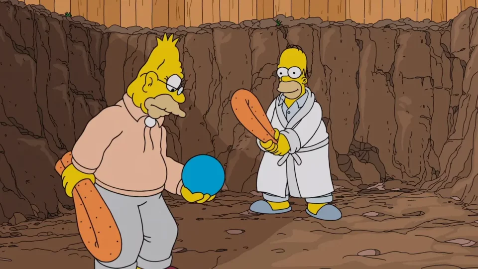 Homer et Grampa joue au Noodleball