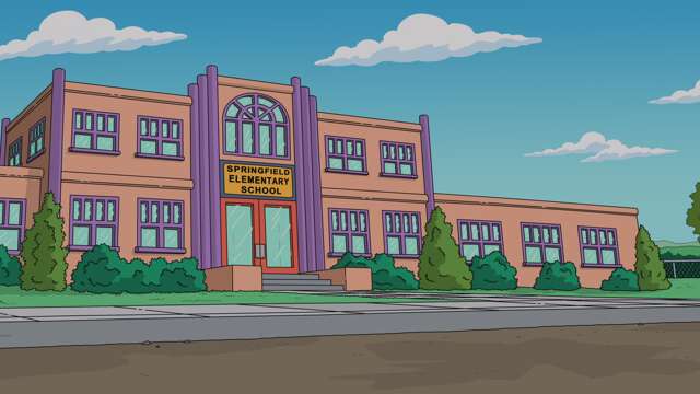 La façade de l'école élémentaire de Springfield.